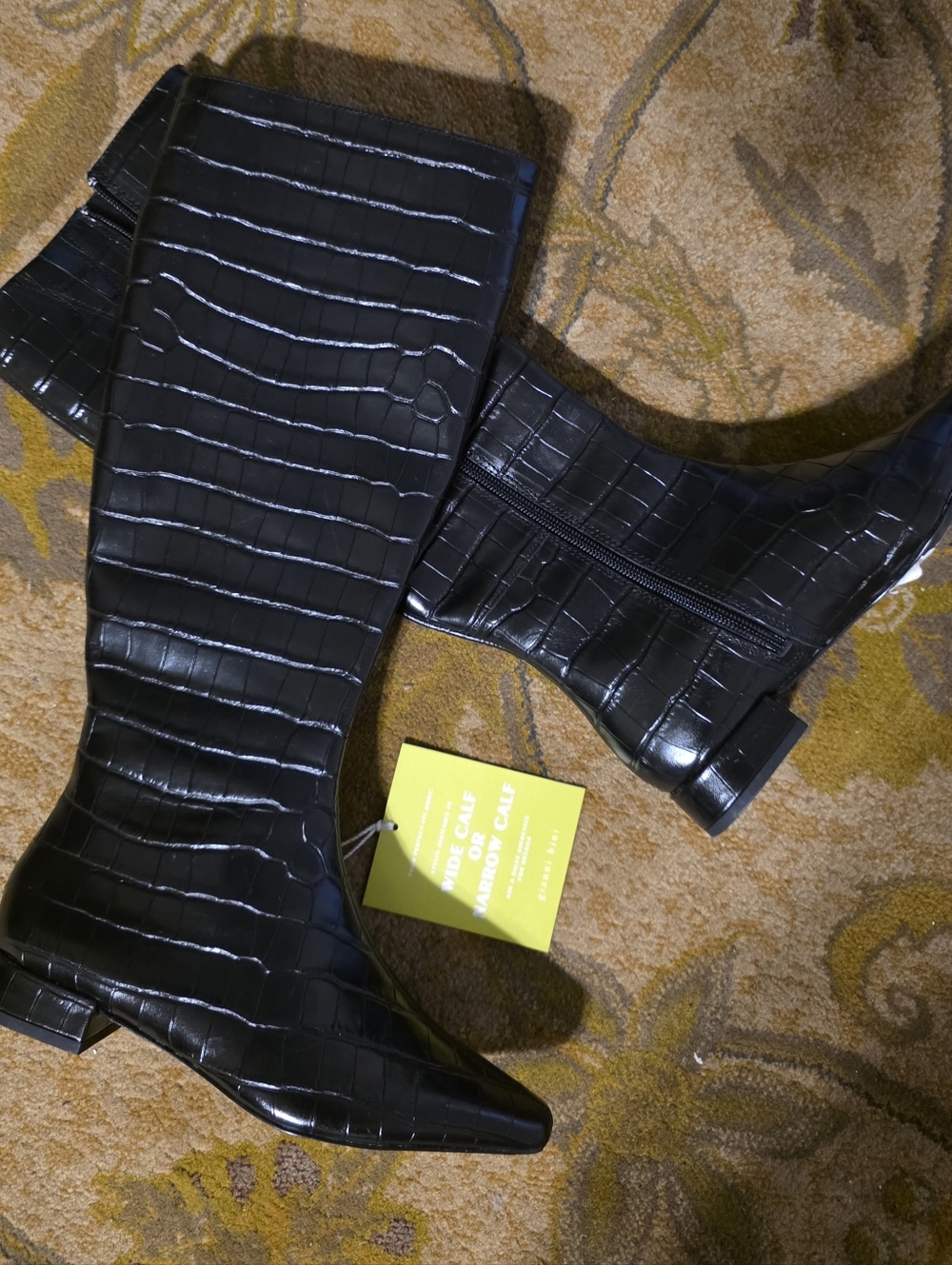Gianni Bini Knee-High Croc-Embossed Black Boots
